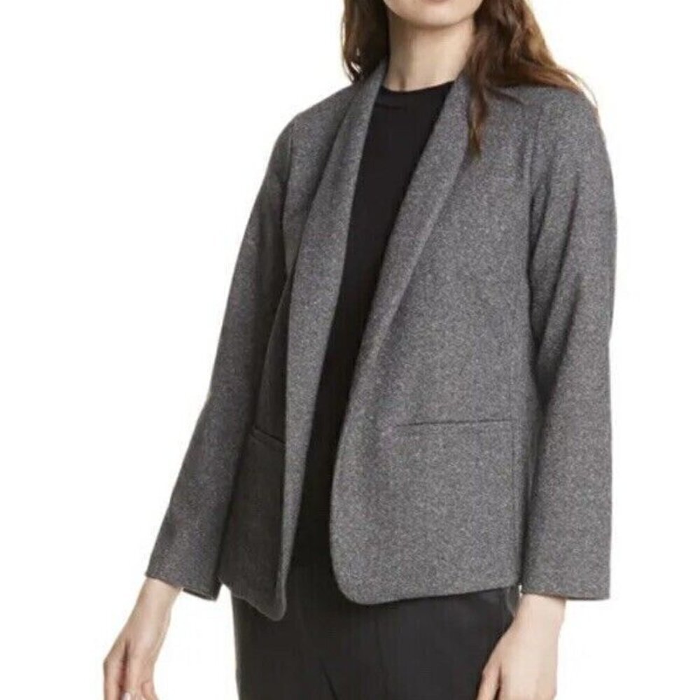 Eileen Fisher Stand Collar Open-Front Organic Cotton Blazer Women's Size XS